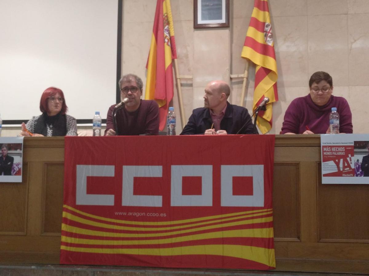 Asamblea de Unai Sordo, secretario general de CCOO Aragn, en Huesca.